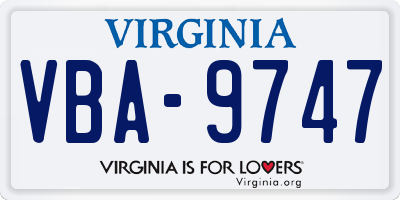 VA license plate VBA9747