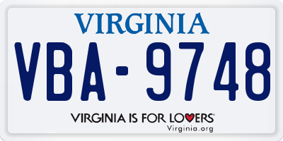 VA license plate VBA9748