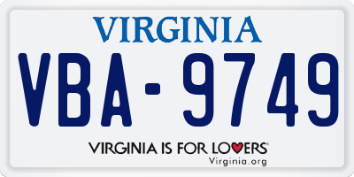 VA license plate VBA9749