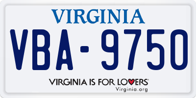 VA license plate VBA9750