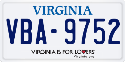 VA license plate VBA9752