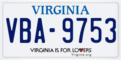 VA license plate VBA9753