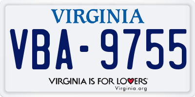 VA license plate VBA9755