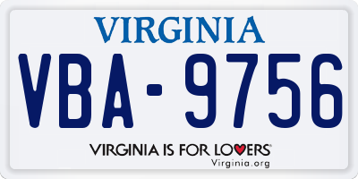 VA license plate VBA9756