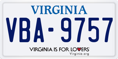 VA license plate VBA9757