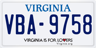 VA license plate VBA9758