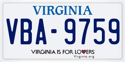 VA license plate VBA9759
