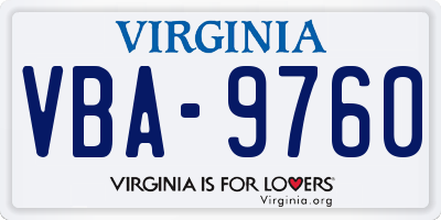 VA license plate VBA9760