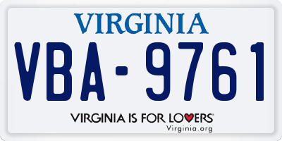 VA license plate VBA9761