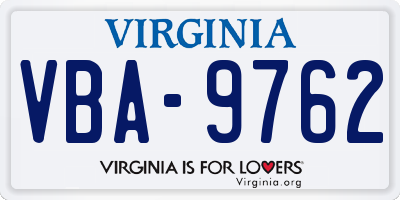 VA license plate VBA9762