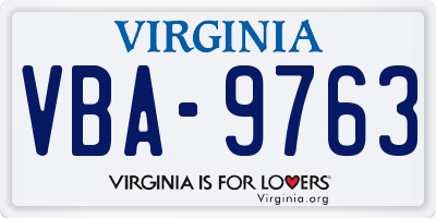 VA license plate VBA9763