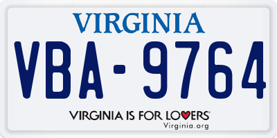 VA license plate VBA9764