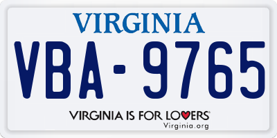 VA license plate VBA9765