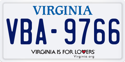 VA license plate VBA9766