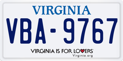 VA license plate VBA9767