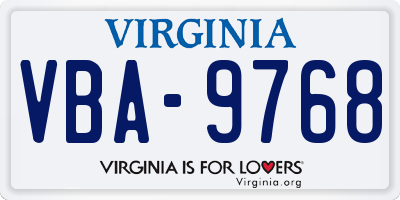 VA license plate VBA9768