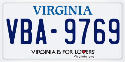 VA license plate VBA9769