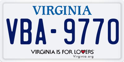 VA license plate VBA9770