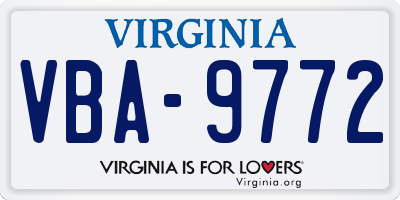 VA license plate VBA9772