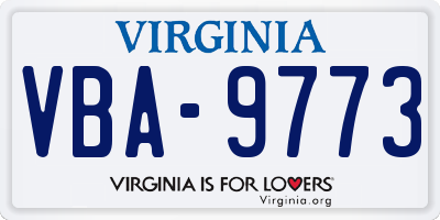 VA license plate VBA9773
