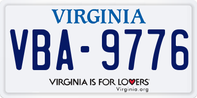 VA license plate VBA9776