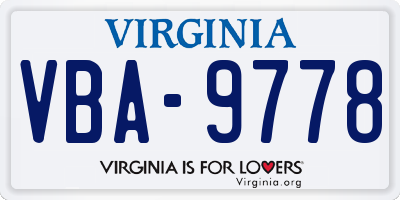 VA license plate VBA9778
