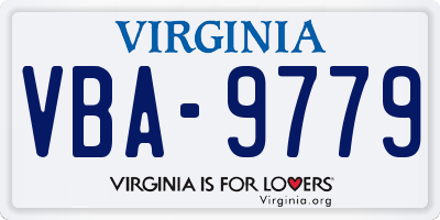 VA license plate VBA9779