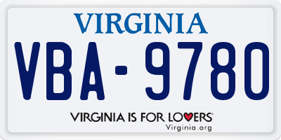 VA license plate VBA9780