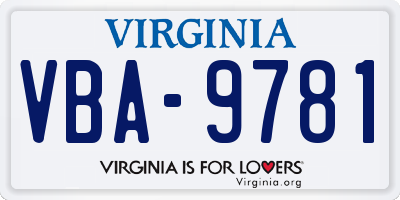 VA license plate VBA9781