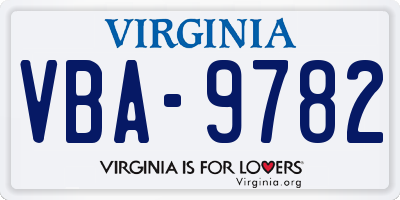 VA license plate VBA9782