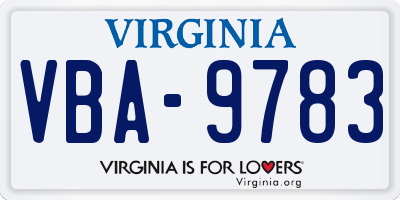 VA license plate VBA9783