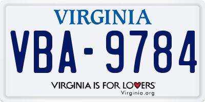 VA license plate VBA9784