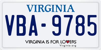 VA license plate VBA9785