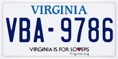 VA license plate VBA9786