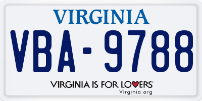 VA license plate VBA9788