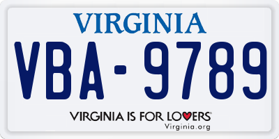 VA license plate VBA9789