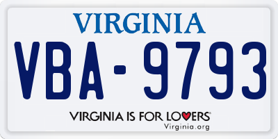 VA license plate VBA9793