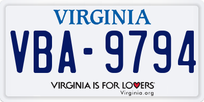 VA license plate VBA9794