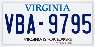 VA license plate VBA9795