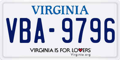VA license plate VBA9796