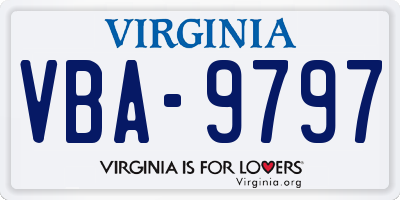 VA license plate VBA9797