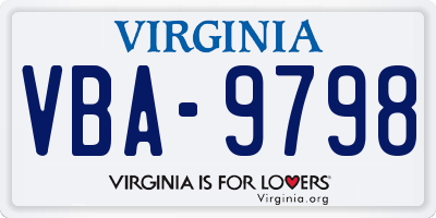 VA license plate VBA9798