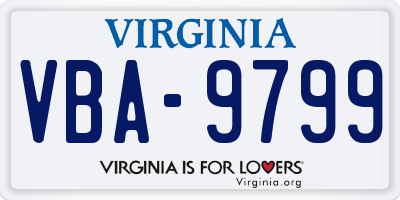 VA license plate VBA9799