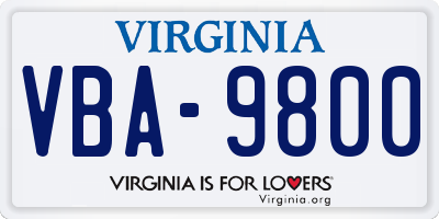 VA license plate VBA9800