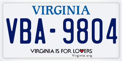 VA license plate VBA9804