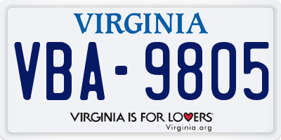 VA license plate VBA9805