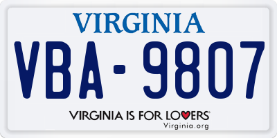 VA license plate VBA9807