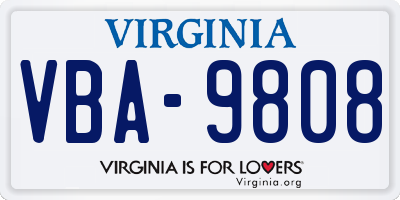 VA license plate VBA9808