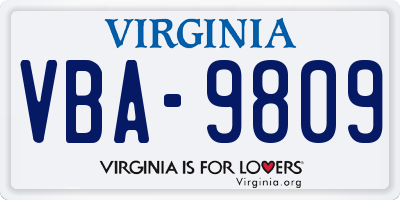 VA license plate VBA9809