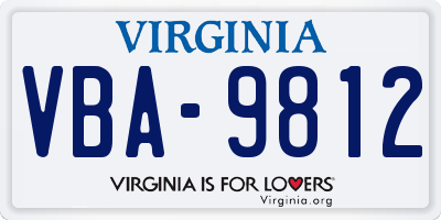 VA license plate VBA9812